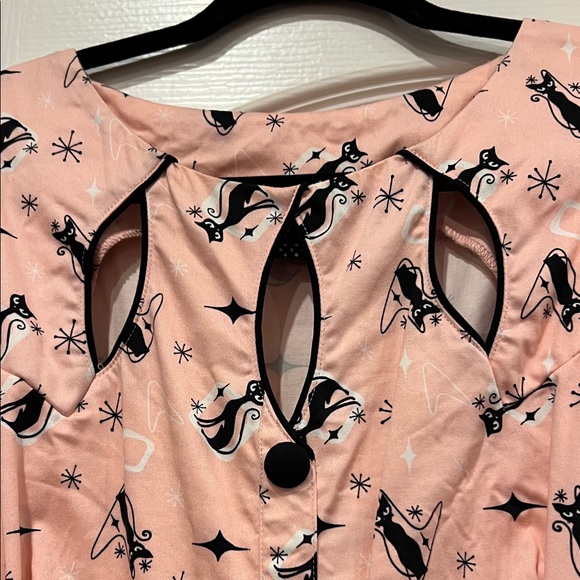 Voodoo Vixen Pink with Black Cats Sleeveless Dress Size XL - Picture 5 of 7